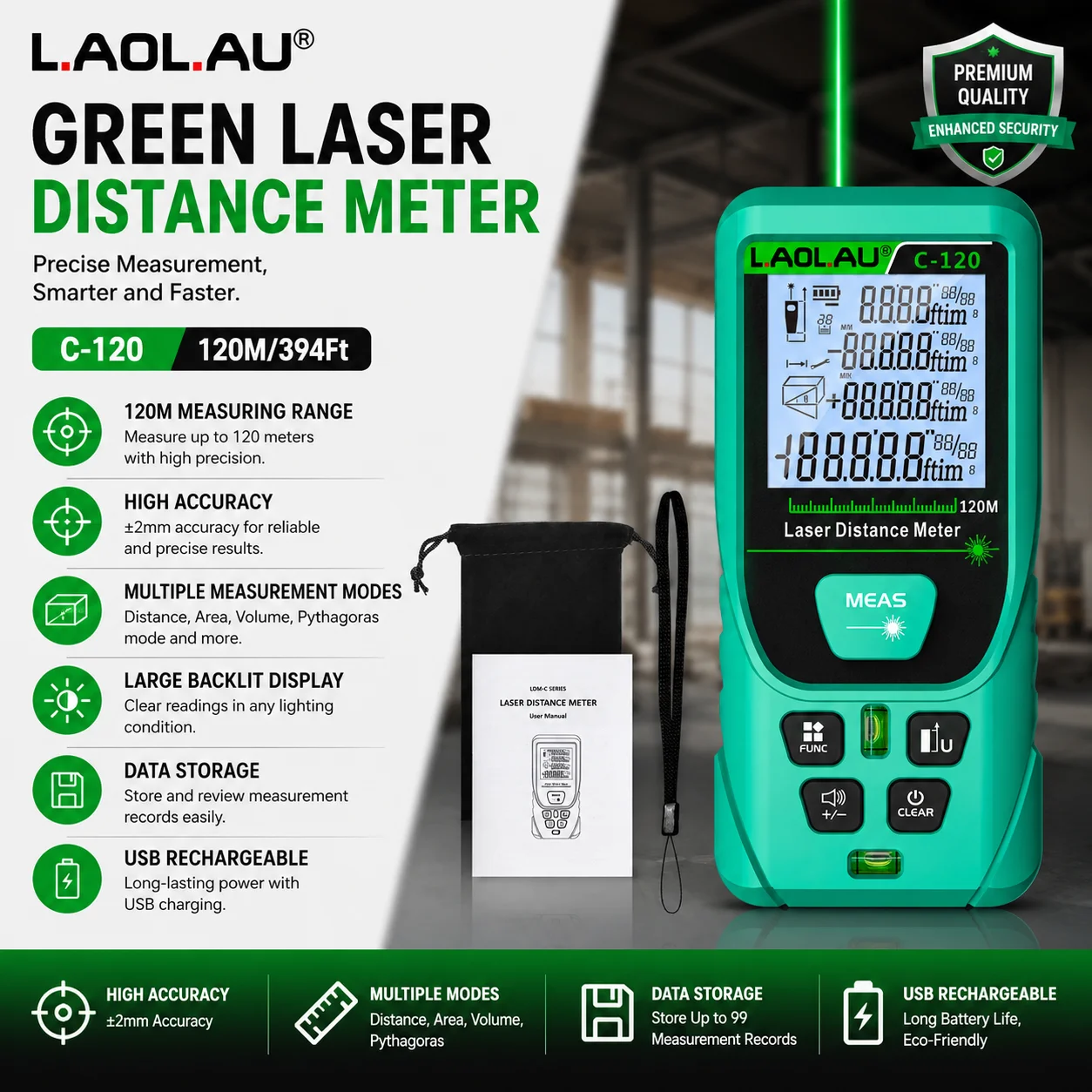 LAOLAU Digitale laserafstandsm - Power Tools Green recensie en prijs